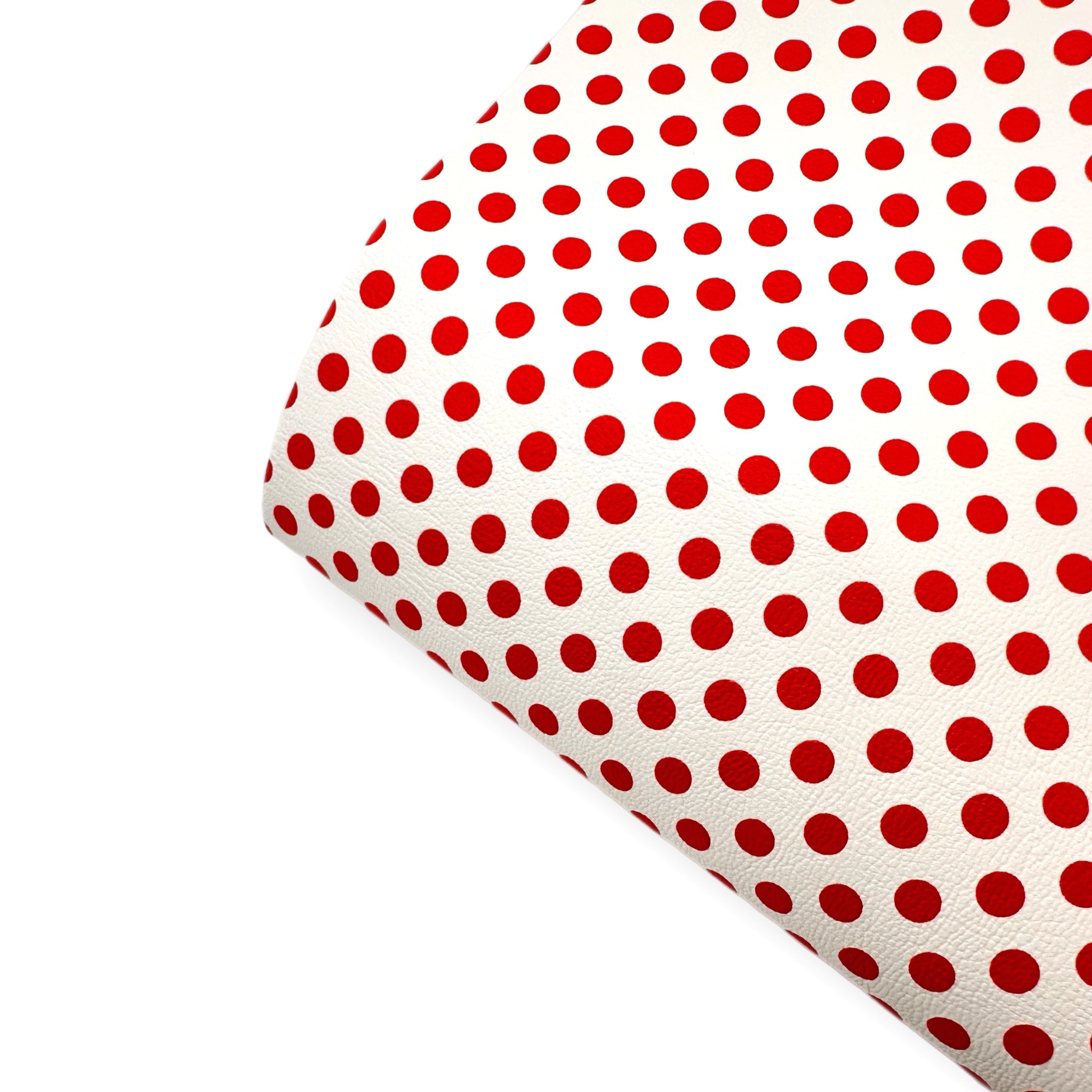 Red Spotty Dotty Premium Faux Leather Fabric
