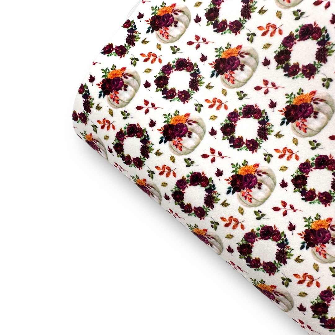 Oh Pumpkin, Burgundy Florals- Felt, Suede, Velvet or Satin Premium Fabric Sheets