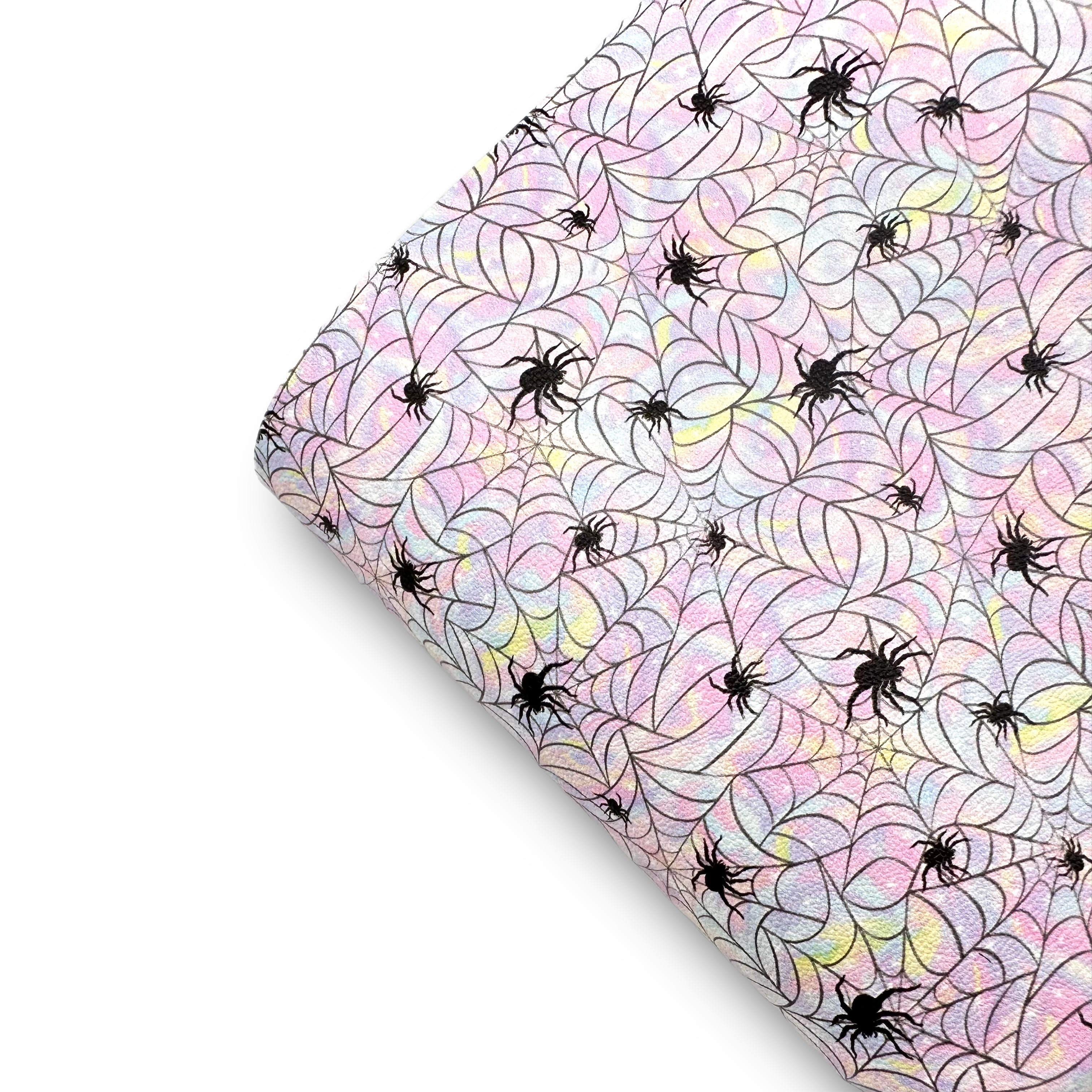 Pastel Galaxy Spider Webs Premium Faux Leather Fabric Sheets