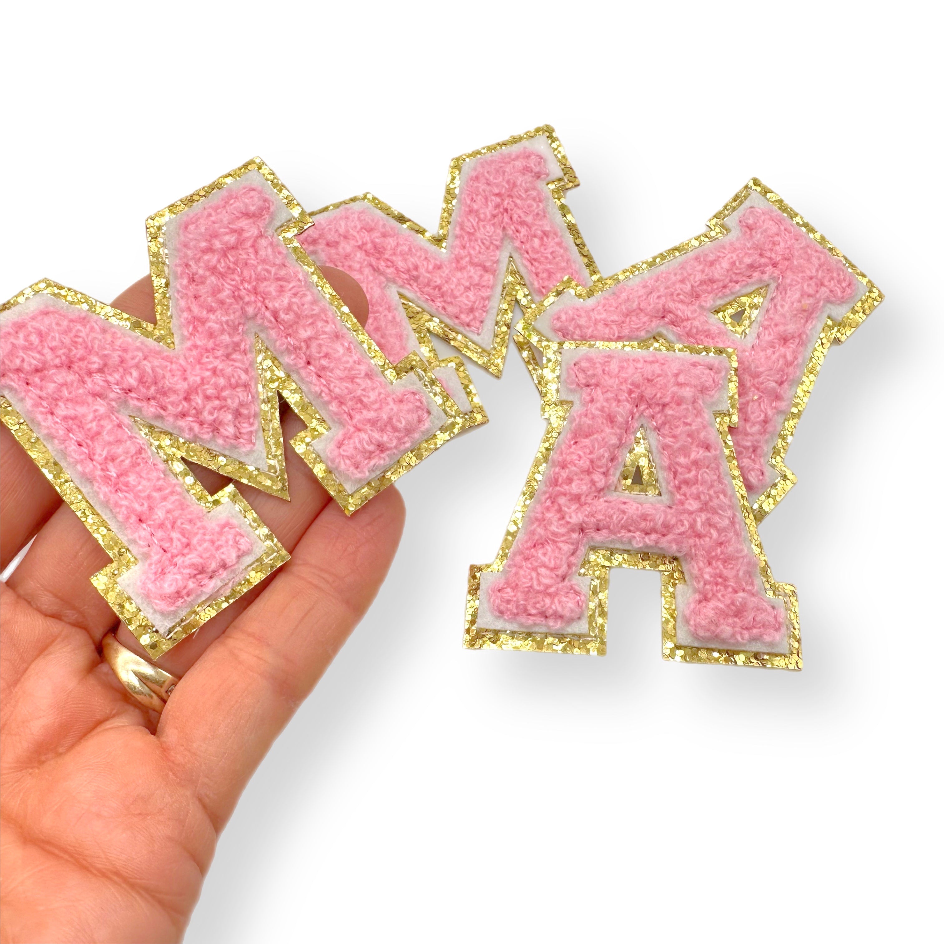 Pink Letters Chenille Patches