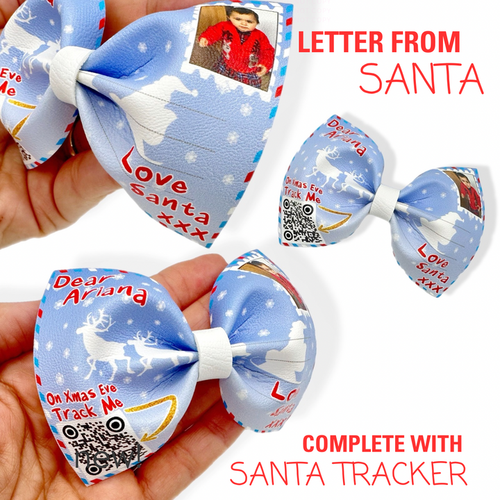 Personalised Letter from Santa with Santa Tracker Faux Leather DIY Hair Bow Loops