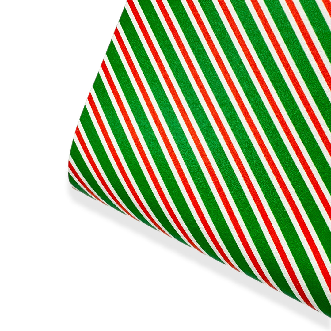 Christmas Stripes Premium Faux Leather Fabric