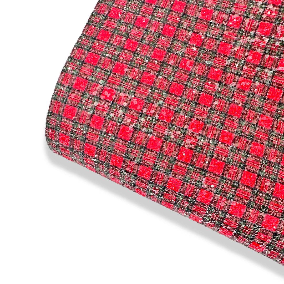 Tartan Chunky Glitter Fabric