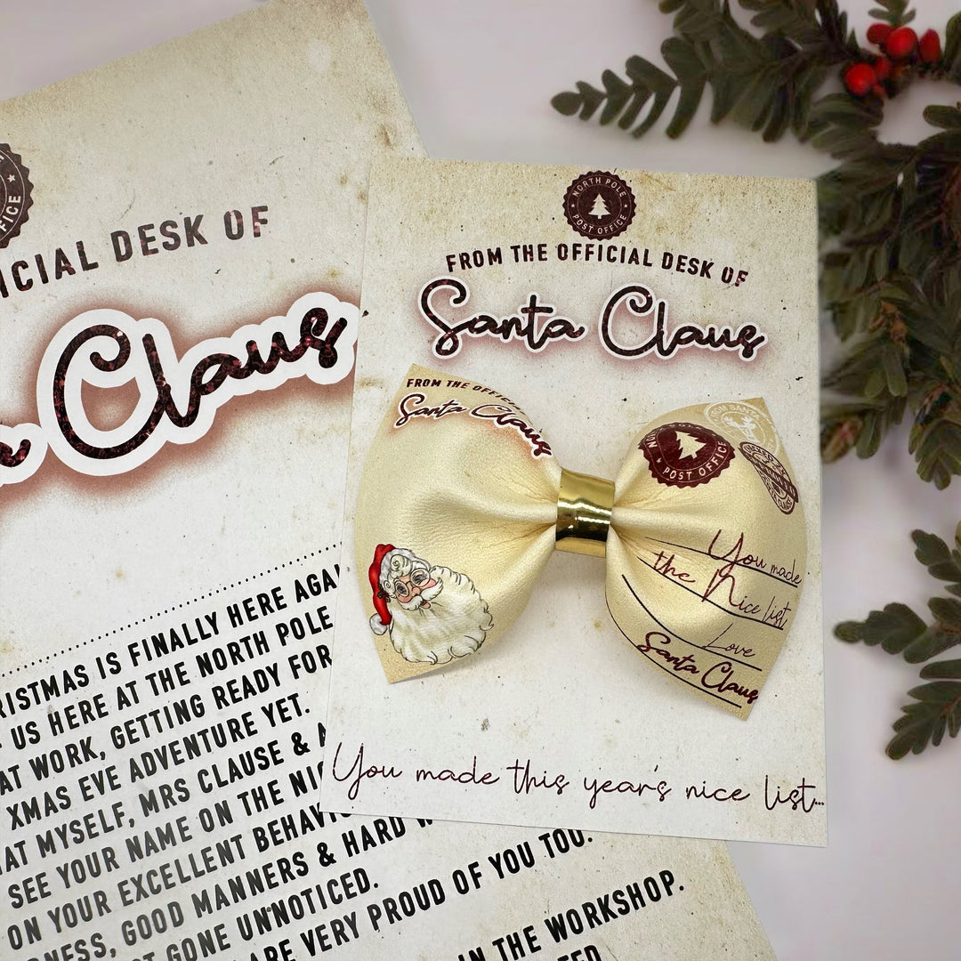 From Santas Desk Official Santa Letter Faux Leather DIY Hair Bow Loops