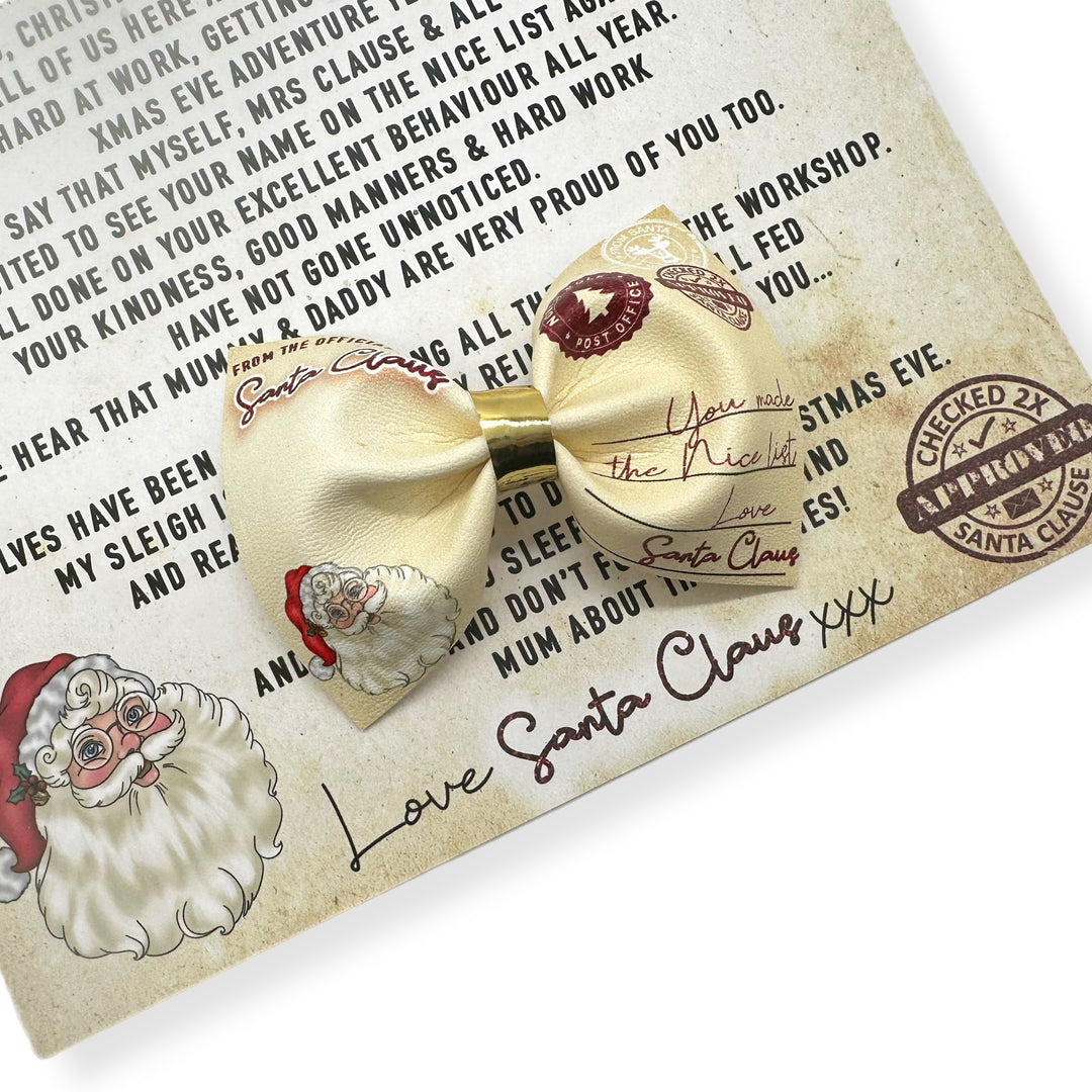 From Santas Desk Official Santa Letter Faux Leather DIY Hair Bow Loops