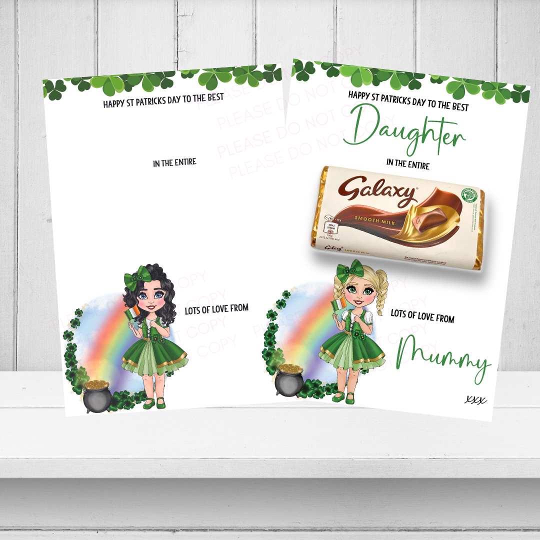 Irish St Patricks Day Dolly Girls In the entire Galaxy Chocolate Boards- Premium Card