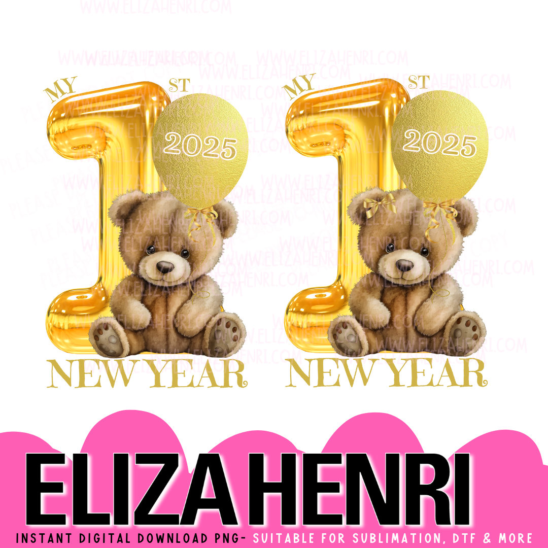 My 1st New Year Teddy Bear Digital Download- 2 Variations