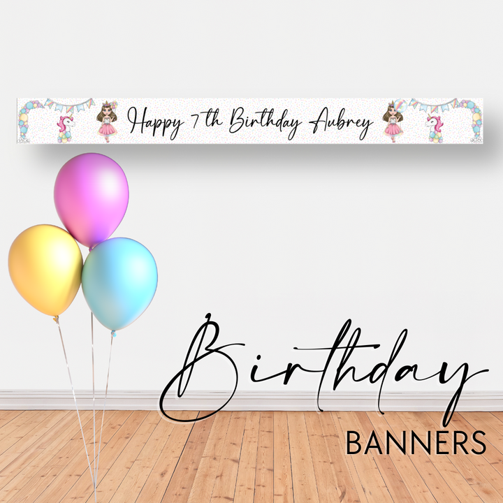 Unicorn Birthday Party Personalised Faux Leather Birthday & Celebration Banners