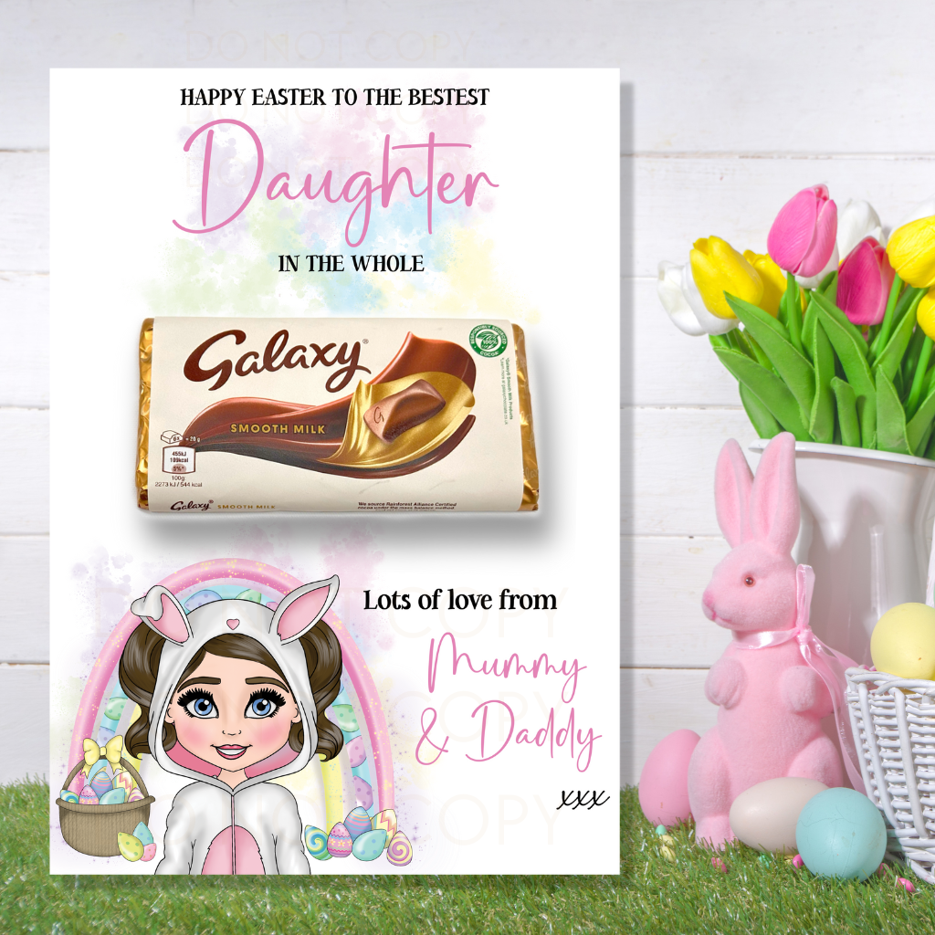 Easter Onesie Girl Bunny Galaxy Chocolate Boards- Premium Card