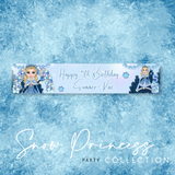 Winter Snow Princess Birthday Party Personalised Faux Leather Birthday & Celebration Banners