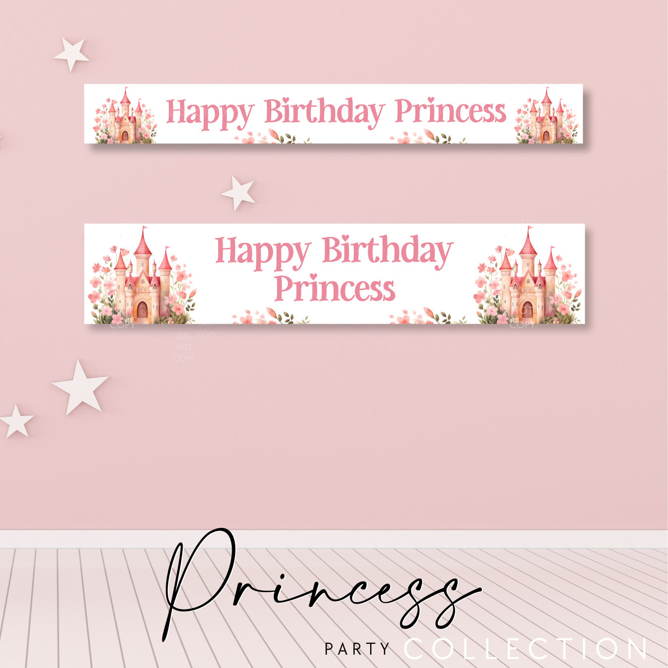 Birthday Princess Castle Personalised Faux Leather Banner - eliza henri