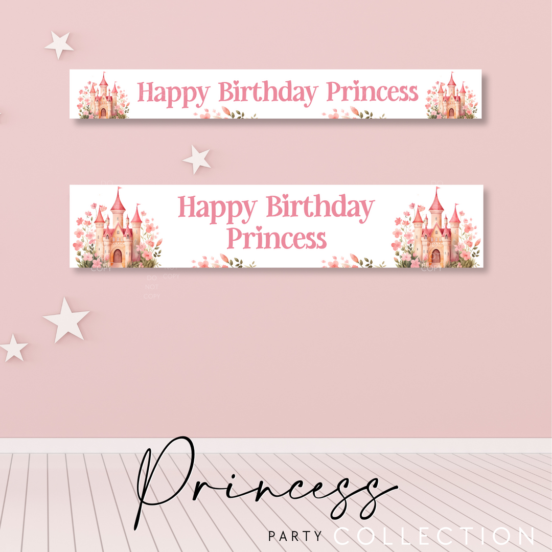 Birthday Princess Castle Personalised Faux Leather Banner - eliza henri