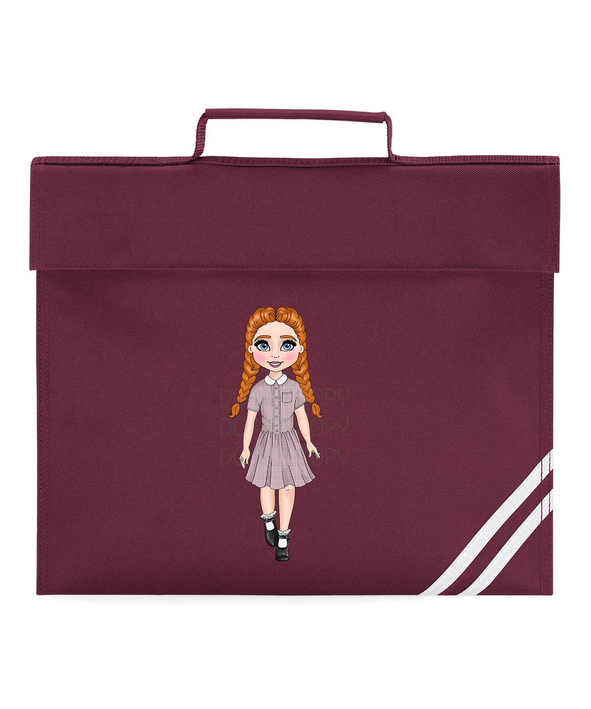 burgundy School Book Bag Customised Dolly's DTF Full Colour Transfers- eliza henri