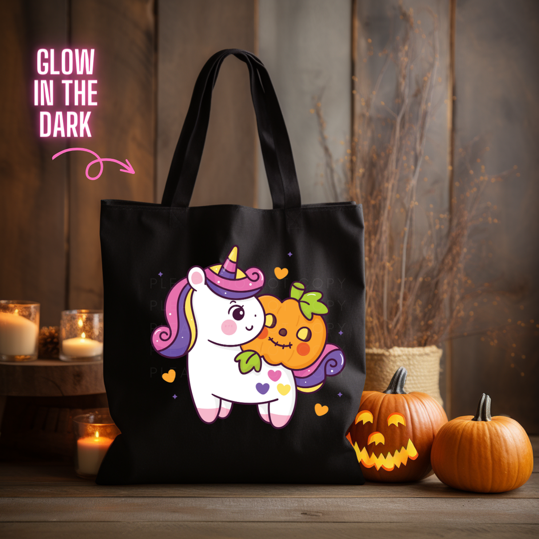 Cute Unicorn & Pumpkin Glow in the Dark Full Colour Iron on Transfers- 6''