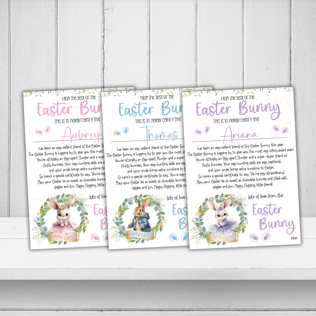Easter Bunny Wreath Certificates- Premium Card