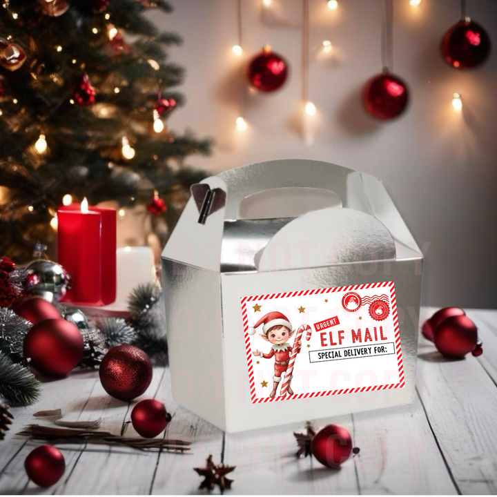 URGENT ELF MAIL PRINTED TREAT BOX LABELS