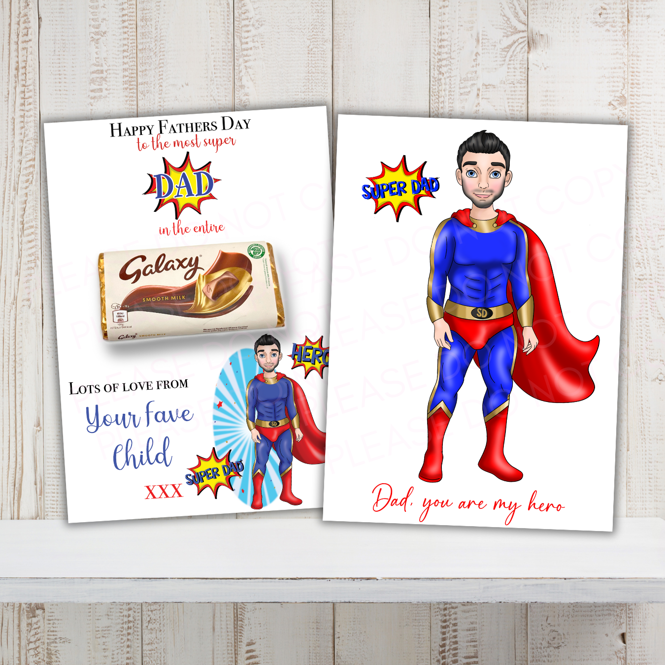 Double Sided Keepsake Fathers Day Super Dad In the entire Galaxy Chocolate Boards