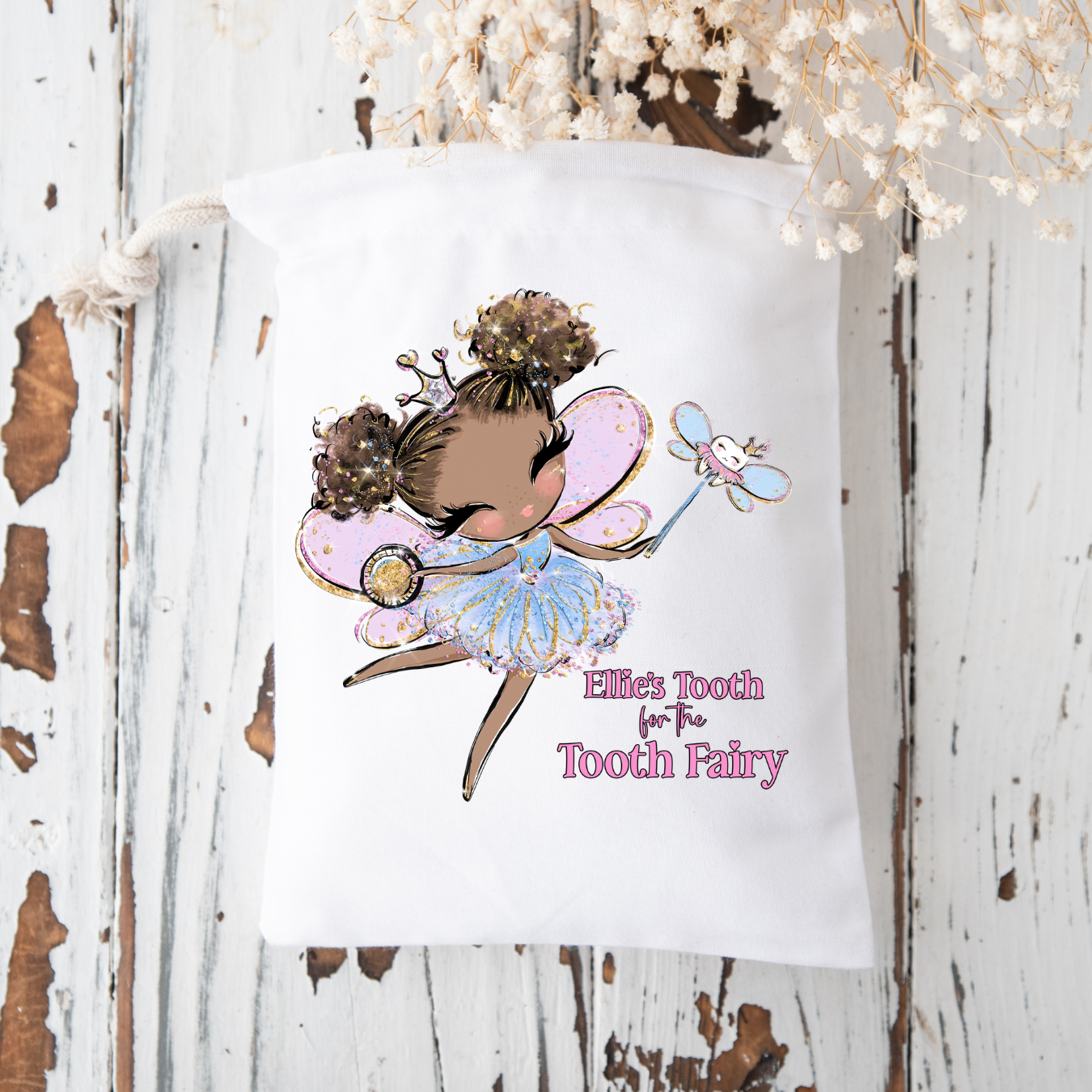 Personalised Tooth for the Tooth Fairy DTF Full Colour Gift Bag Transfer- 7cm