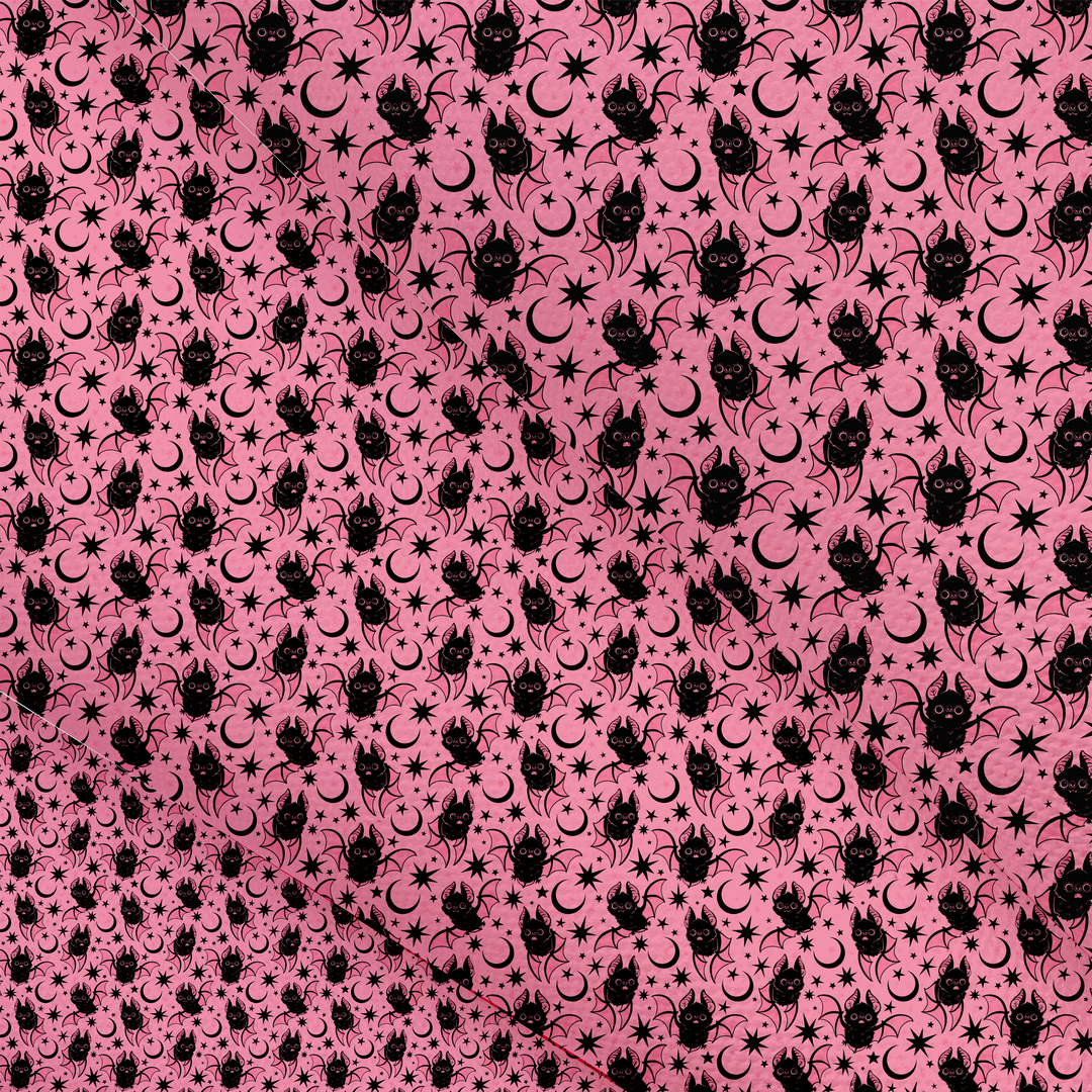 Girlie Pink Bats Canvas Lux Premium Printed Fabric- 3 Sizes