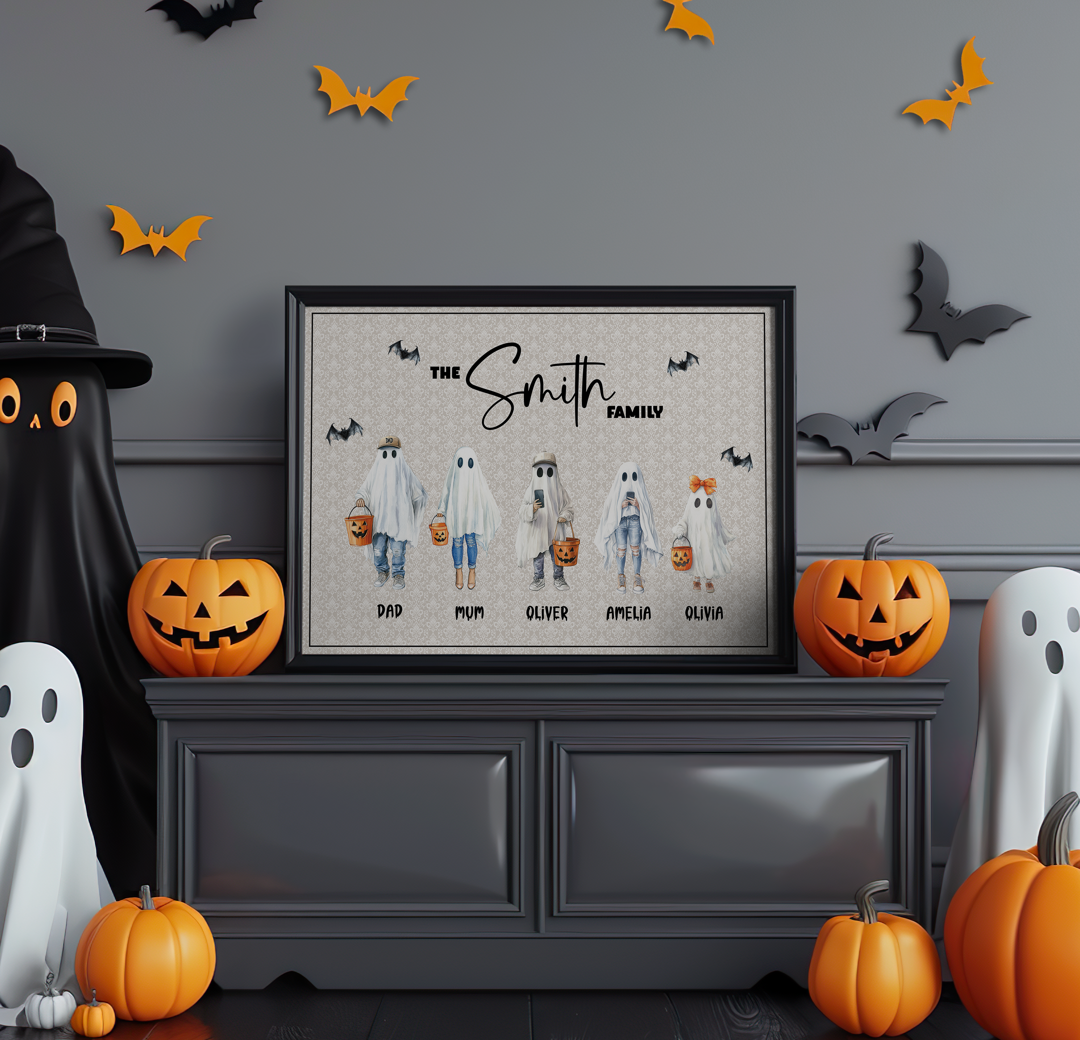 Spooky Ghost Family Premium Card or Canvas Prints