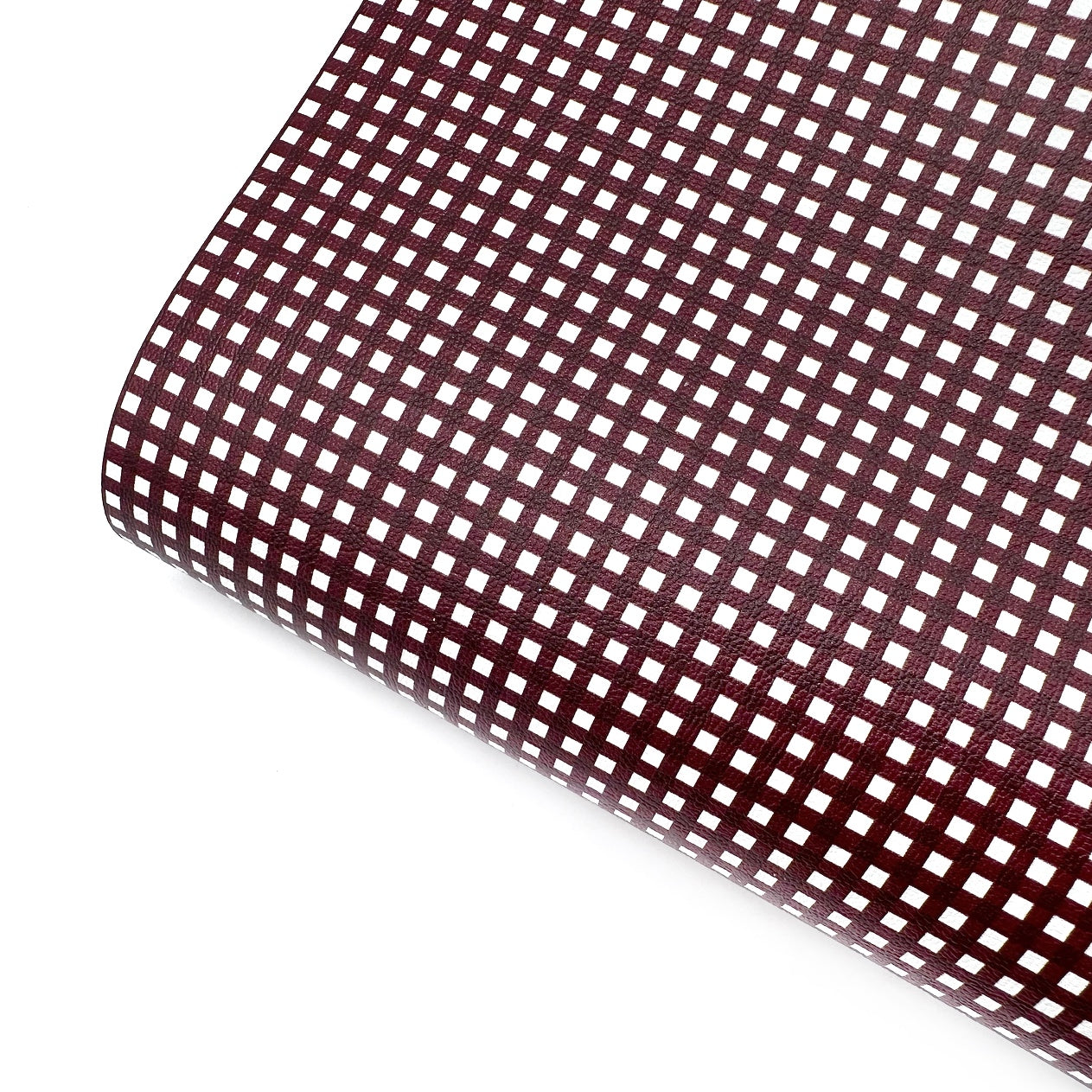 True Burgundy Gingham Mini Premium Faux Leather Fabric Sheets