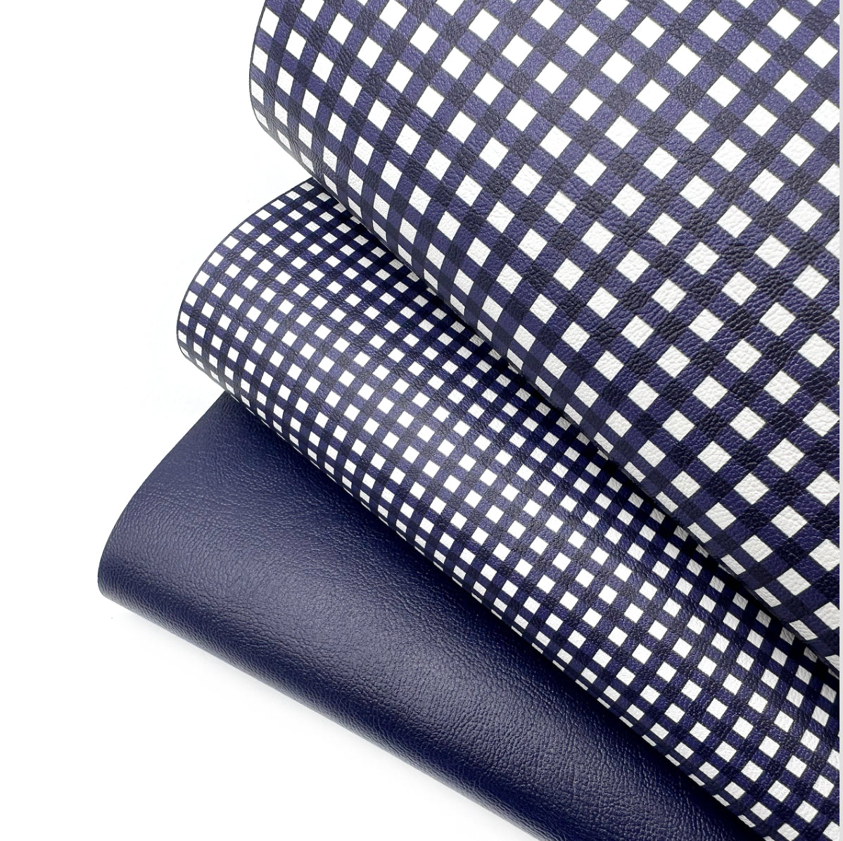 True Navy Gingham Core Faux Leather Trio