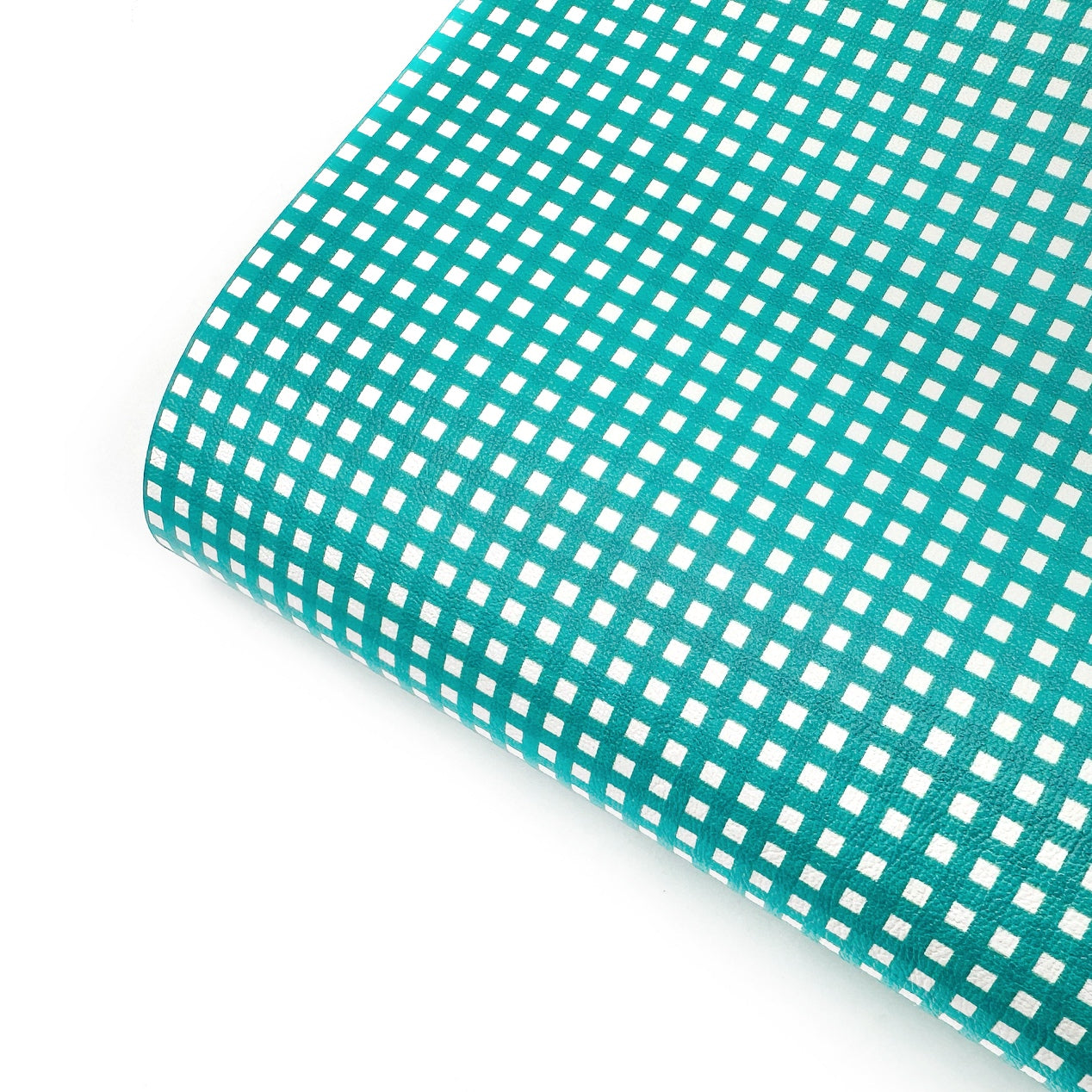 Jade Green Gingham Mini Premium Faux Leather Fabric Sheets