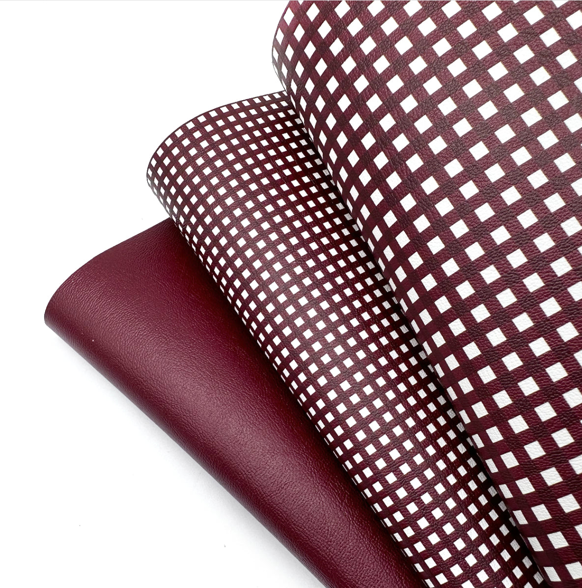 True Burgundy Gingham Core Faux Leather Trio