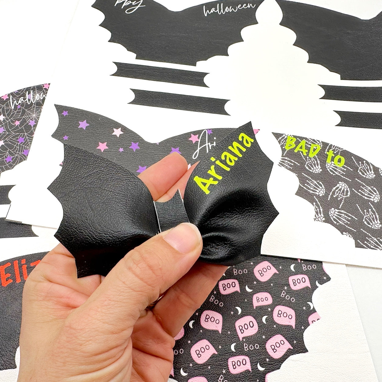 Bat Pinch Hair Bow Headband Sliders DIY Cutout Faux Leather Fabric Sheets