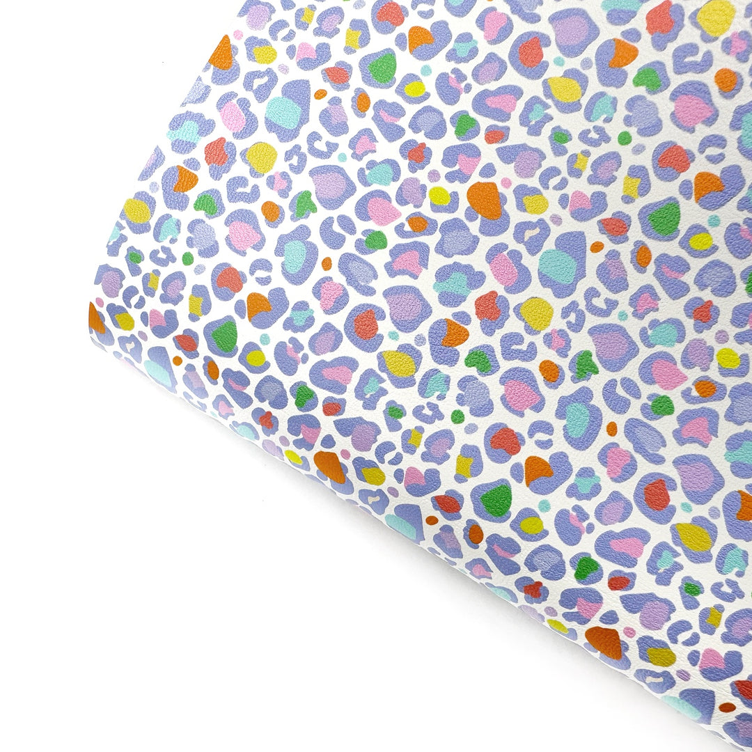 Colourful Leopard Premium Faux Leather Fabric Sheets