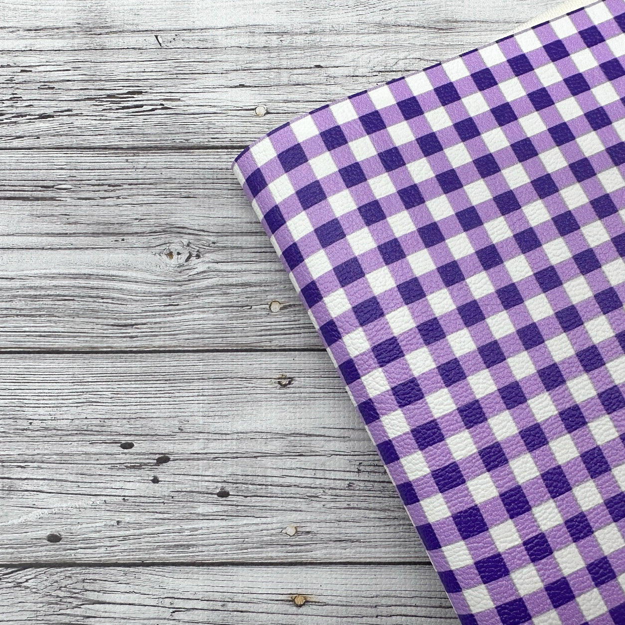 Purple Gingham Standard Premium Faux Leather Fabric Sheets