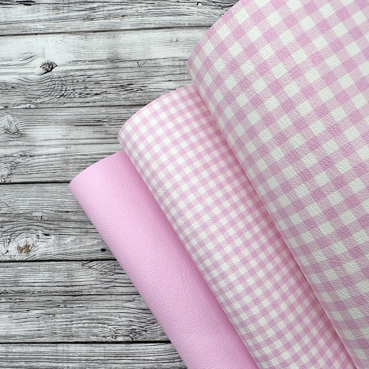 Baby Pink Gingham Core Faux Leather Trio
