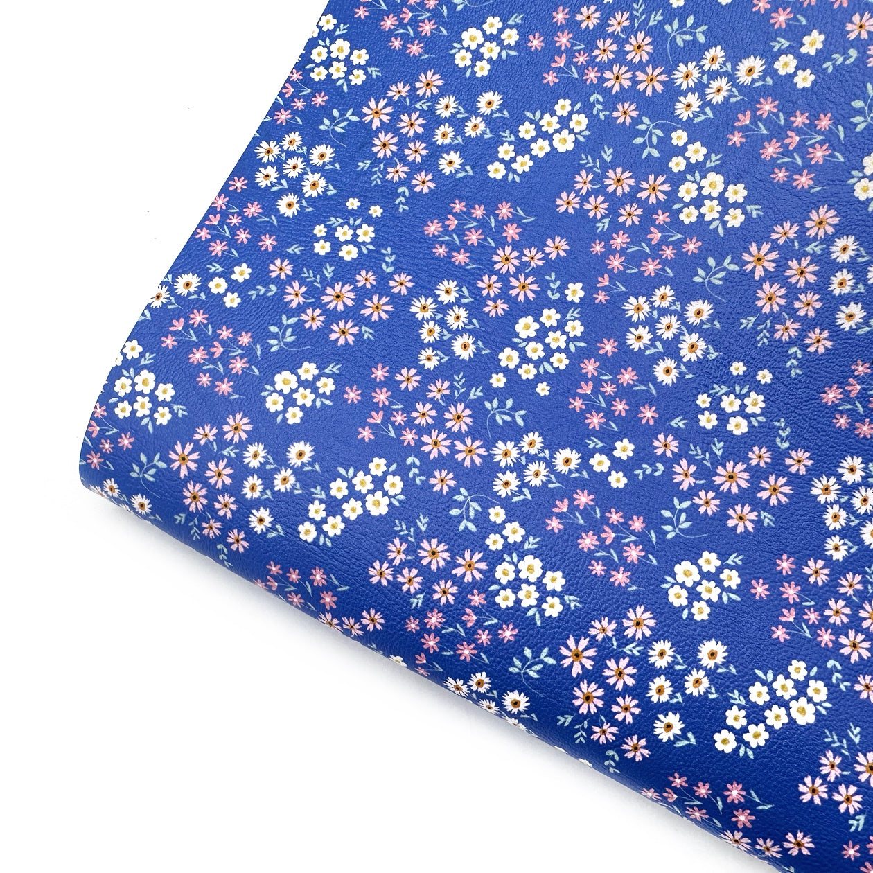 Ditsy Floral Betty Blue Premium Faux Leather Fabric Sheets