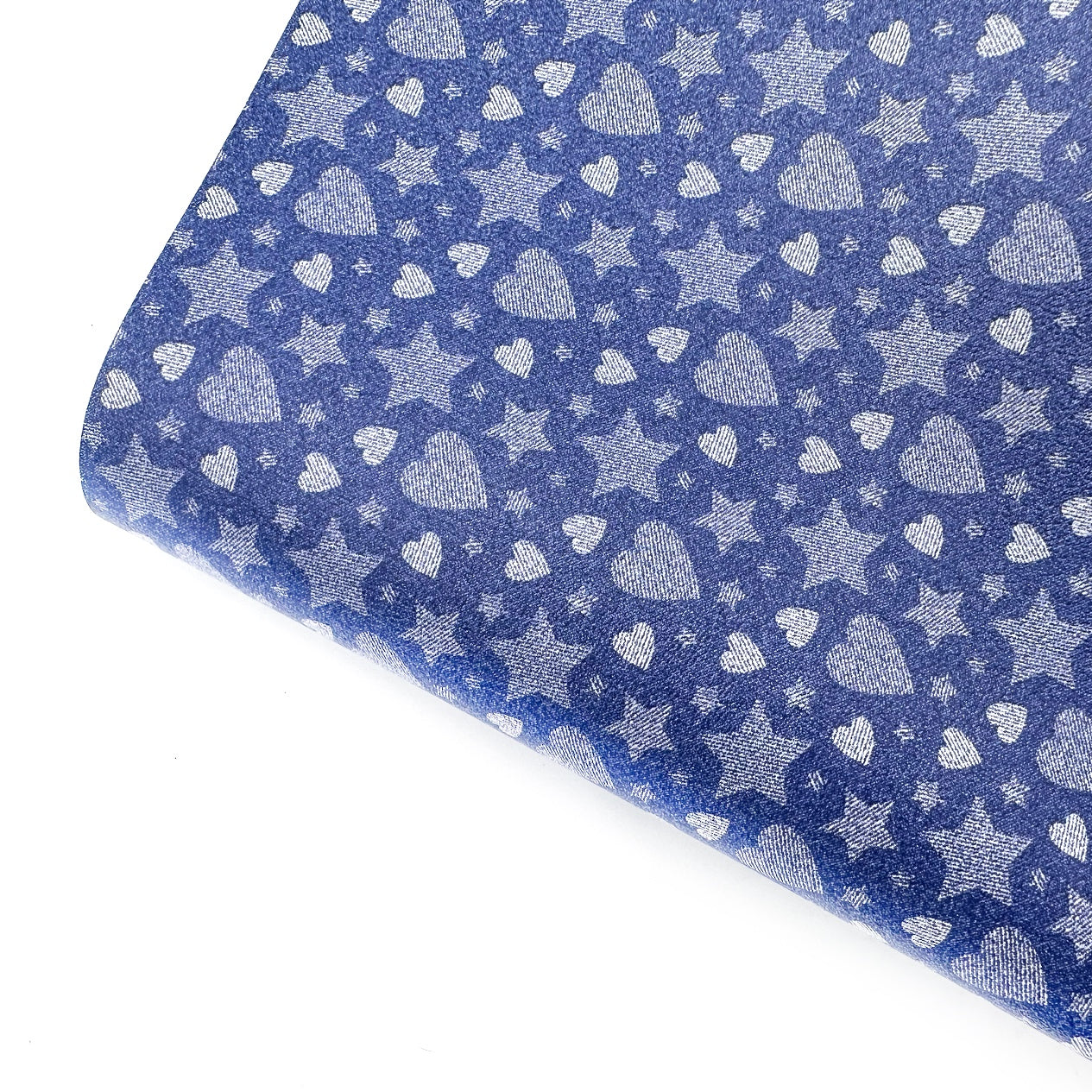 Denim Stars & Hearts Premium Faux Leather Fabric Sheets