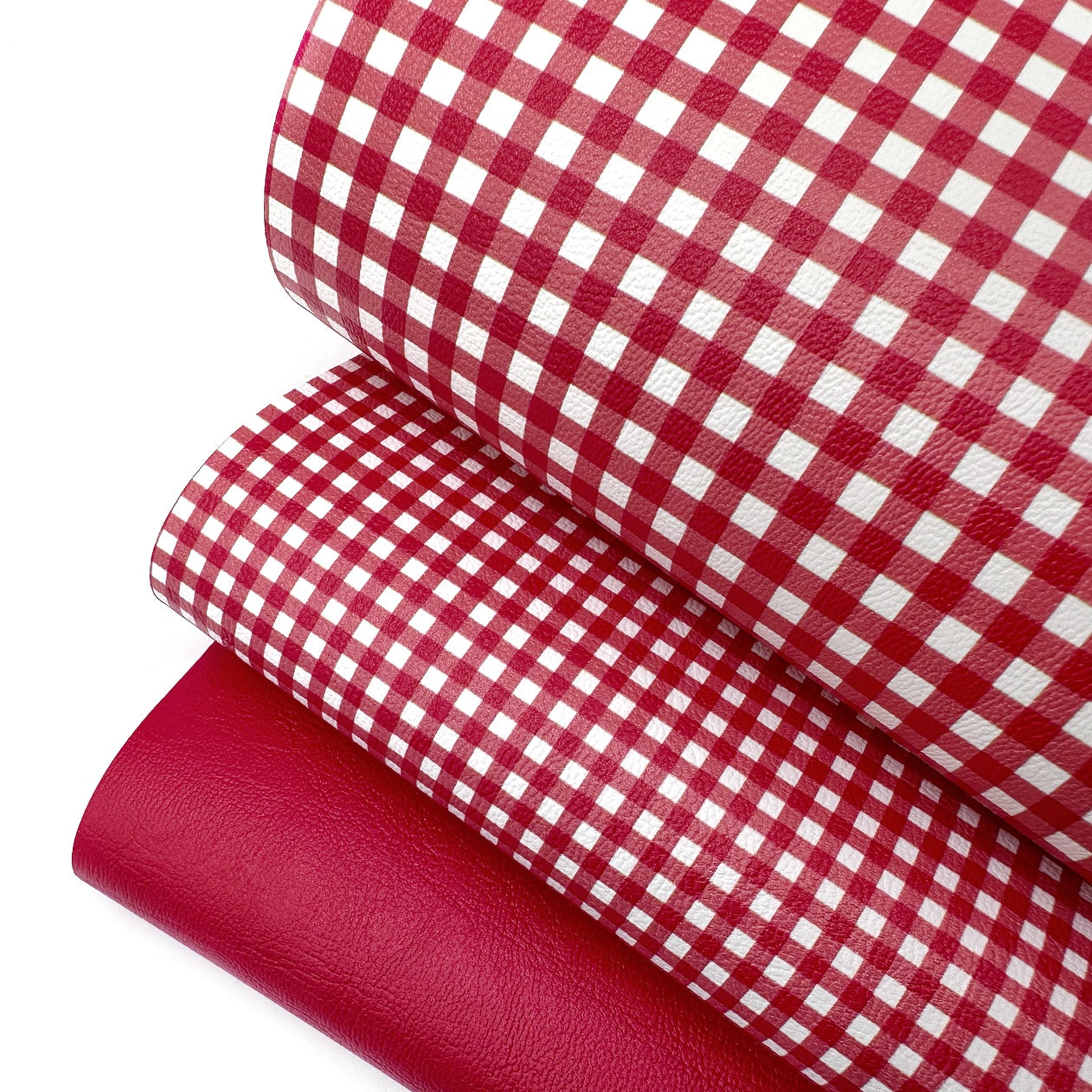 Red Gingham Core Faux Leather Trio