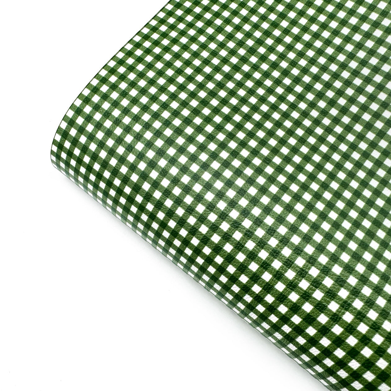 Forest Green Gingham Mini Premium Faux Leather Fabric Sheets