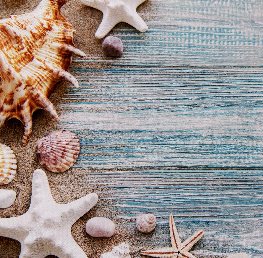 Seashells & Sand Wooden Effect Canvas Photography Background