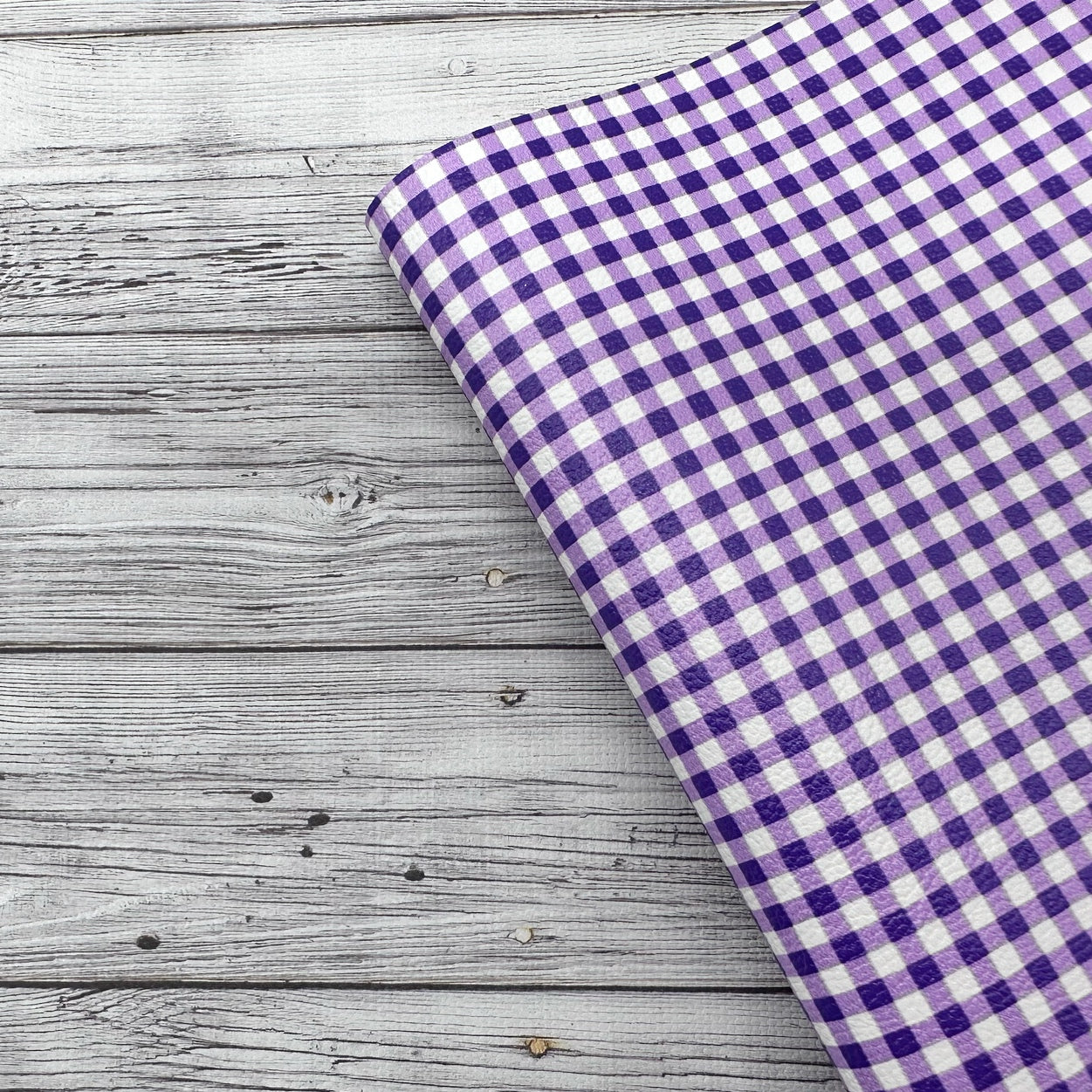 Purple Gingham Mini Premium Faux Leather Fabric Sheets