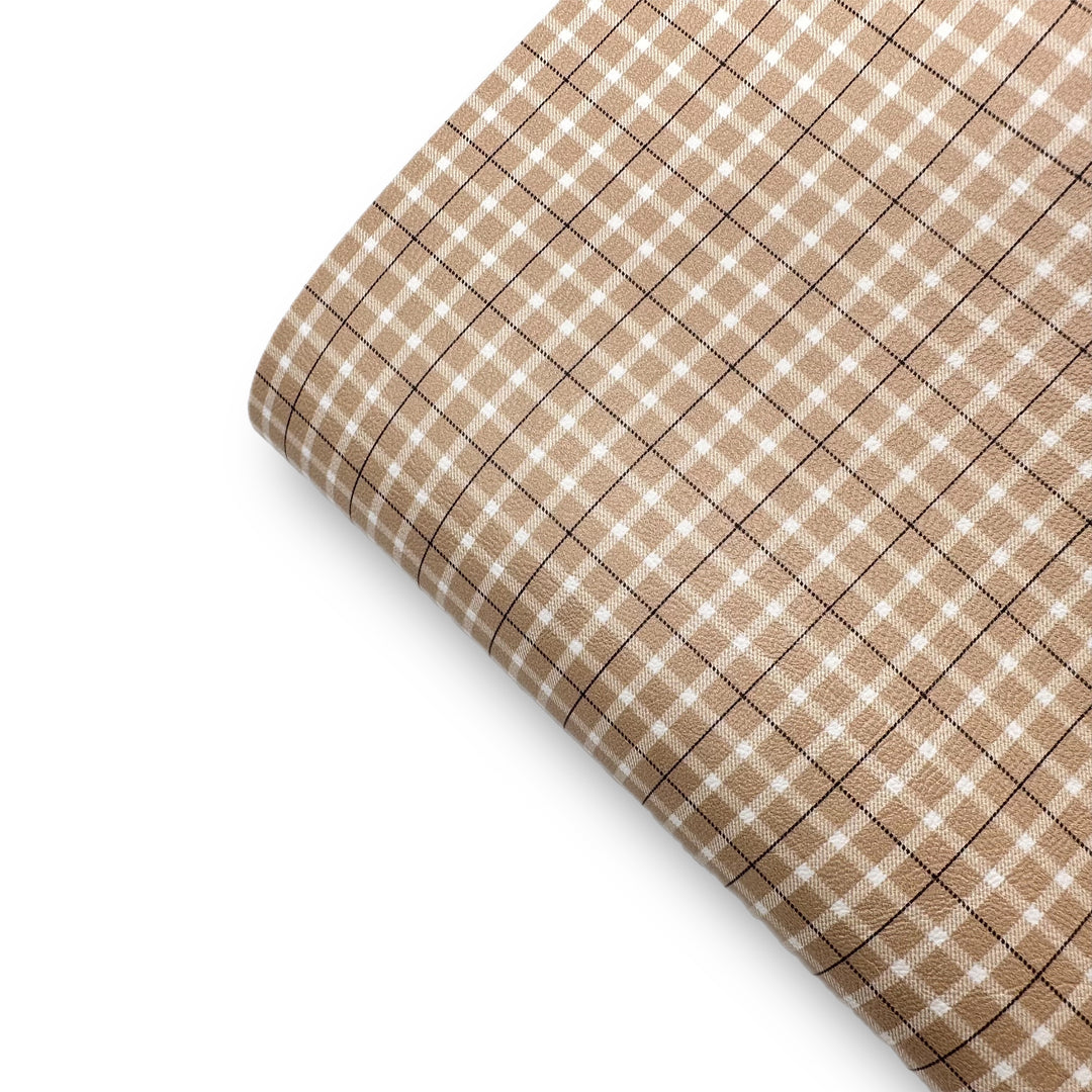 Neutral Tartan Premium Faux Leather Fabric Sheets