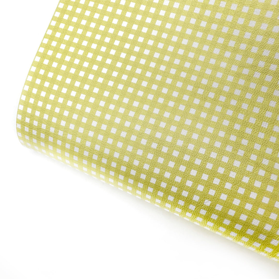 Lemon Gingham Mini Premium Faux Leather Fabric Sheets