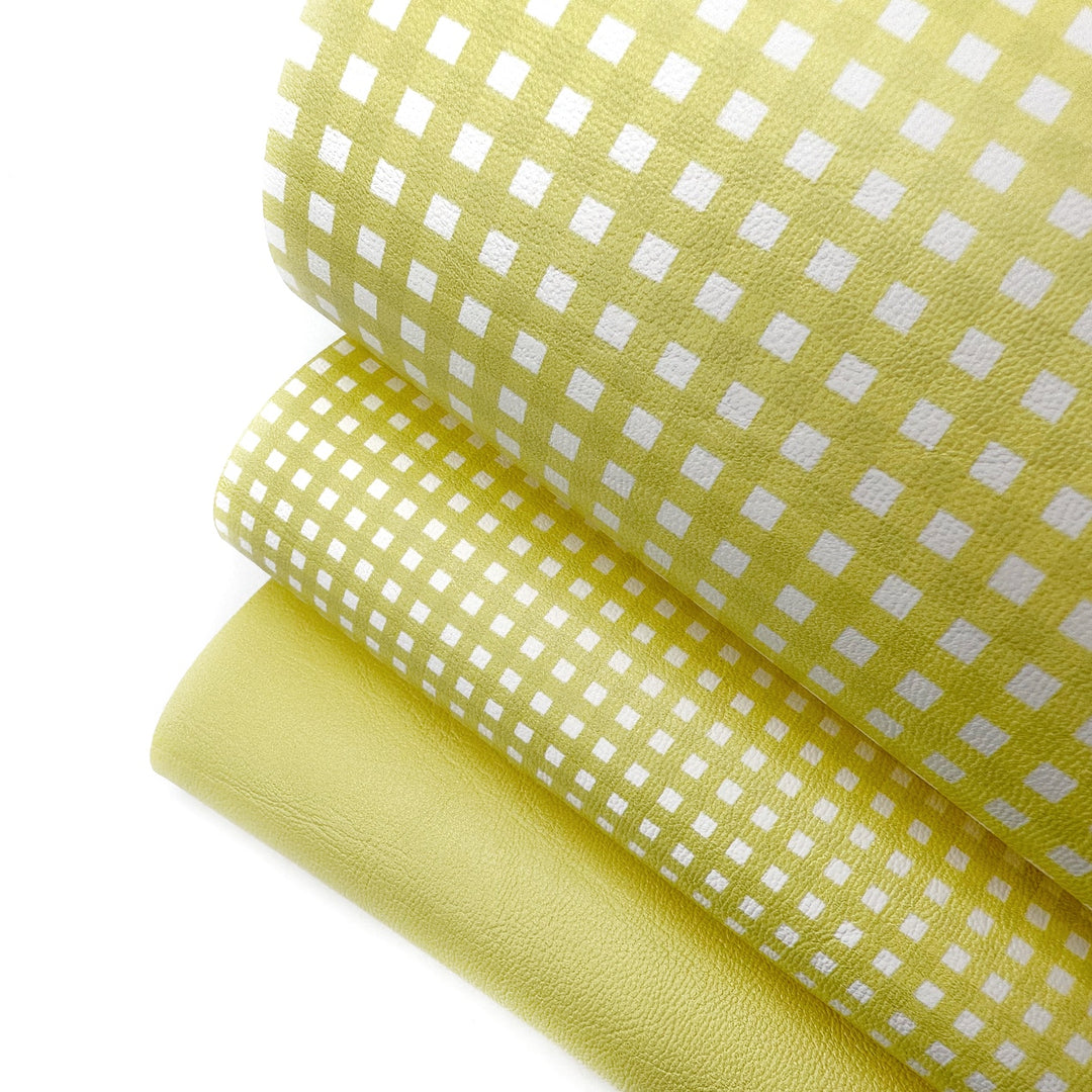 Lemon Gingham Core Faux Leather Trio