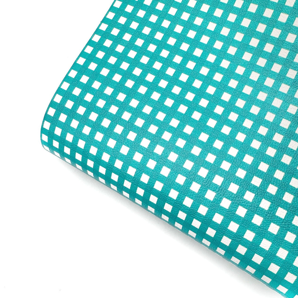 Jade Green Gingham Standard Premium Faux Leather Fabric Sheets