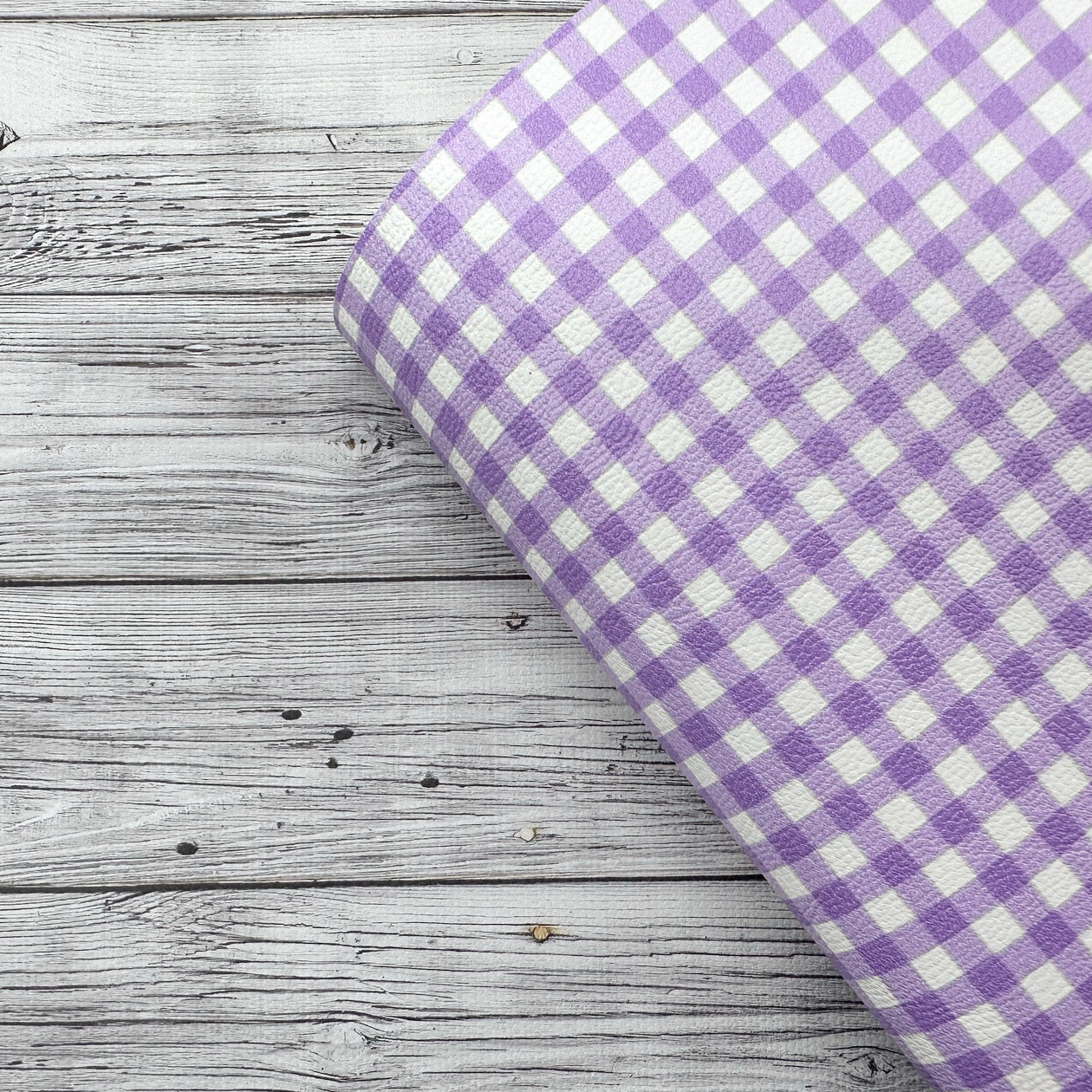 Lilac Gingham Standard Premium Faux Leather Fabric Sheets