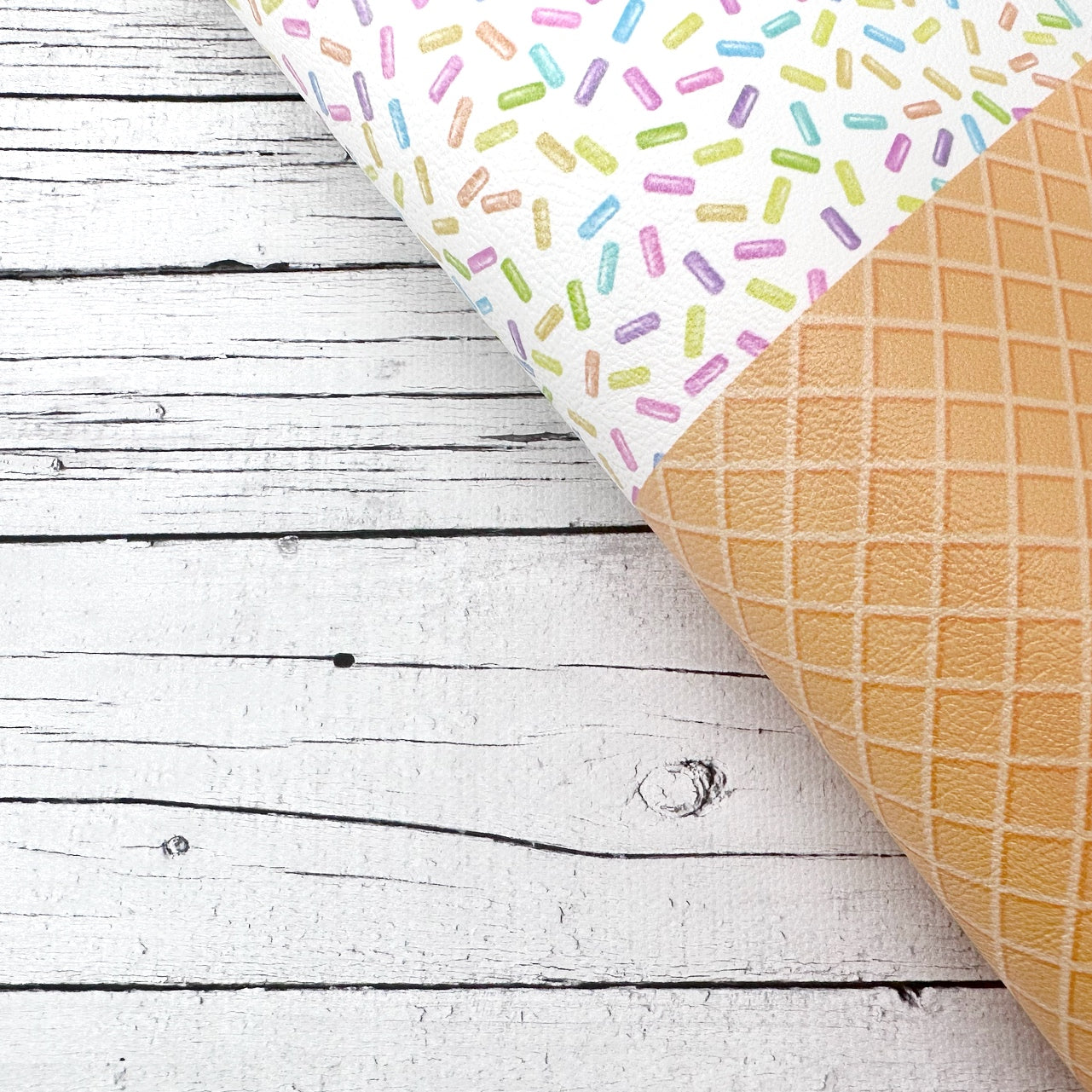 Ice Cream Sprinkles Faux Leather Fabric Sheets
