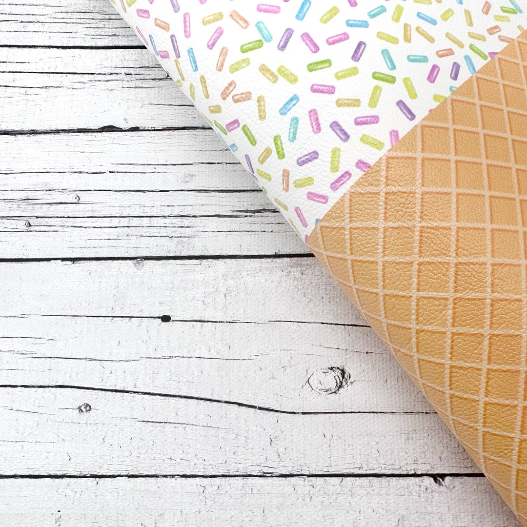 Ice Cream Sprinkles Faux Leather Fabric Sheets