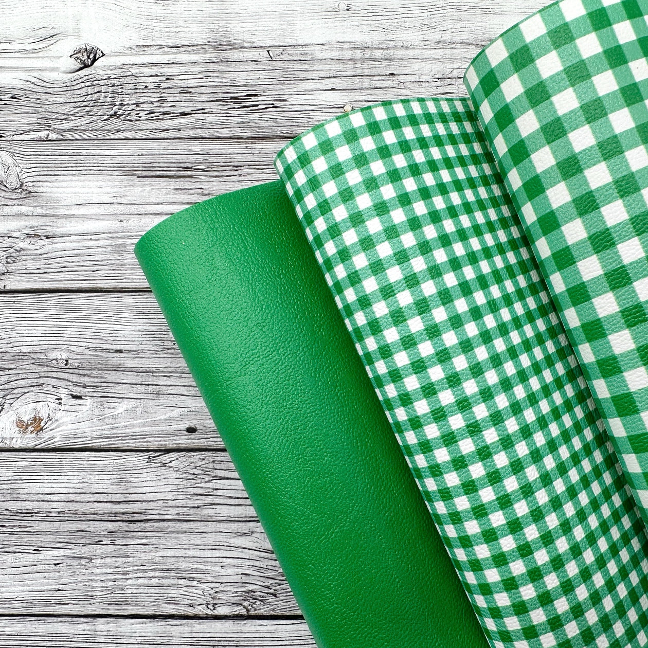 Emerald Green Gingham Core Faux Leather Trio