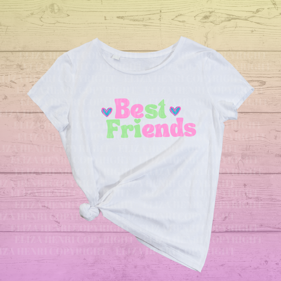 Best Friends Full Word DTF Full Colour Iron on T Shirt Transfers