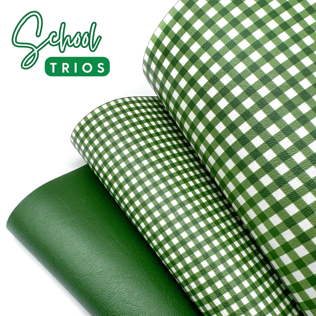 Forest Green Gingham Core Faux Leather Trio