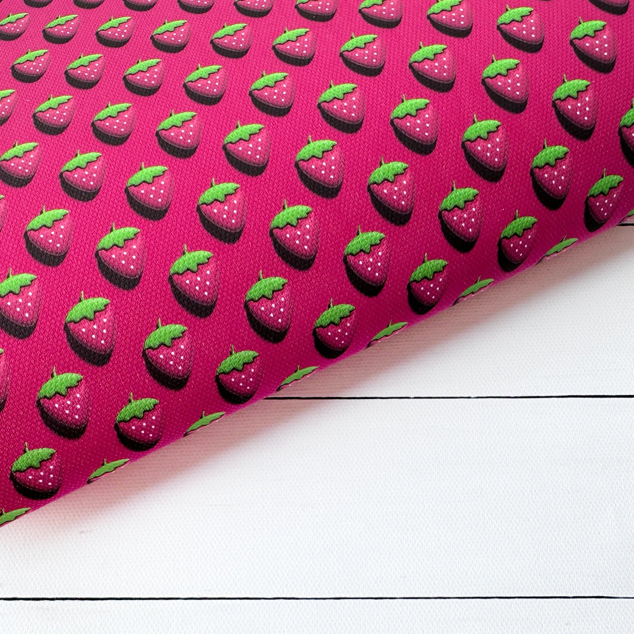 3D Strawberries Canvas Lux Premium Printed Fabric