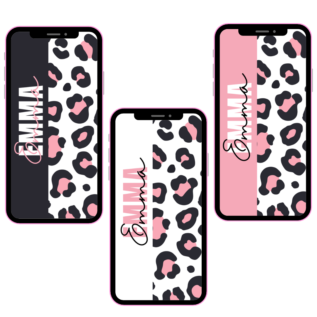 Wild One Leopard Personalised Phone Wallpaper- Set of 3